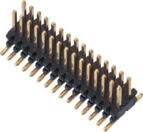 Μαύρη διπλή σειρά επιγραφών καρφιτσών SMT LCP 0.80*1.20 με τη χρυσή λάμψη ROHS συσκευασίας εξελίκτρων ΚΑΠ H=1.4
