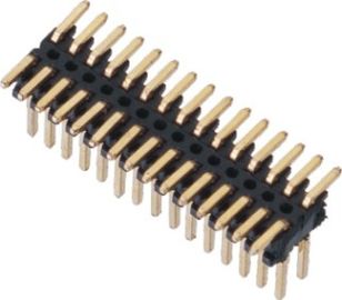 Μαύρη διπλή σειρά επιγραφών καρφιτσών SMT LCP 0.80*1.20 με τη χρυσή λάμψη ROHS συσκευασίας εξελίκτρων ΚΑΠ H=1.4
