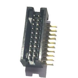Χρυσός συνδετήρας 1.27*2.54mm 2*10P PA9T 30%GF UL94V-0 επιγραφών κιβωτίων ΕΜΒΎΘΙΣΗΣ λάμψης 90° ορείχαλκου